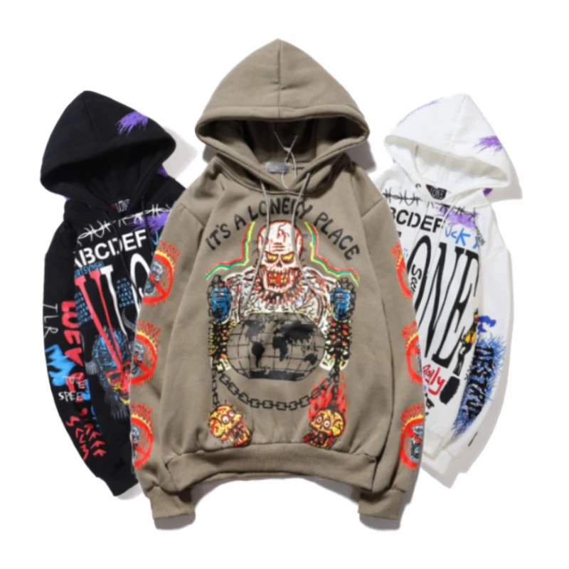 New Design 100%Cotton Fall Long Sleeve Big Logo V Lone Mens V lone Style Hoodies Hip Hop Cotton Soft Printed Hoodie