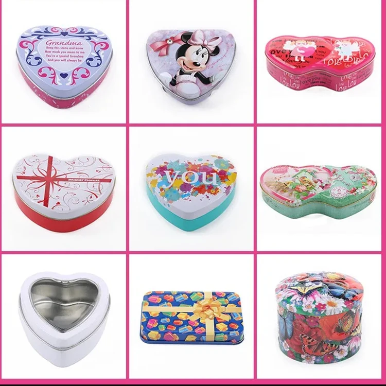 Guangzhou Factory Custom Heart Tin Food Grade Valentine Day Wedding Sweets Chocolate Tin Box Empty Heart Shaped Tin Gift Box
