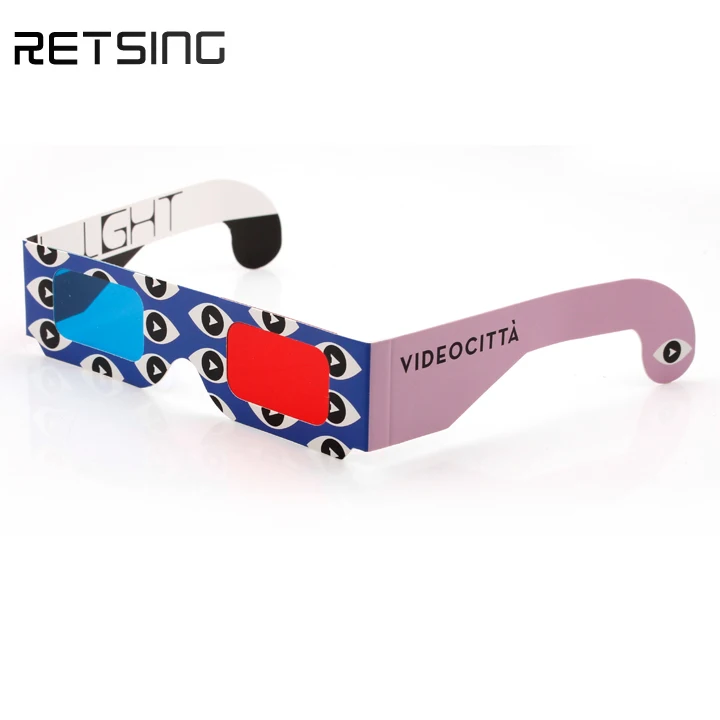 Free samples Customized Logo Paper Red Blue Cyan Paper 3 Dimensional 3D video Glasses for Video DVD TV