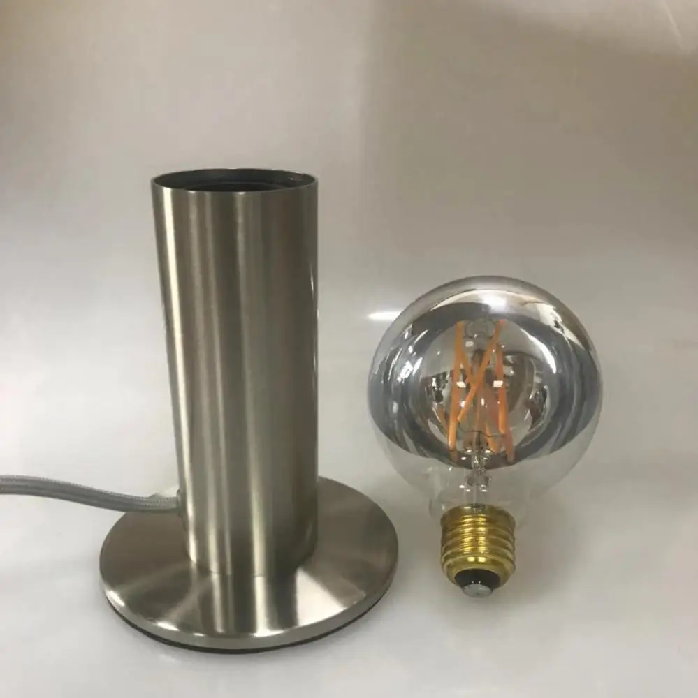 Touch light dimmable silver modern cylinder lamp dimming metal brushed decorative table lamp Cyberpunk