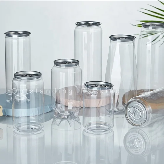 202# 250ml 330ml 500ml 650ml clear Transparent Coffee Bottle Plastic Cup Pet Soda Can