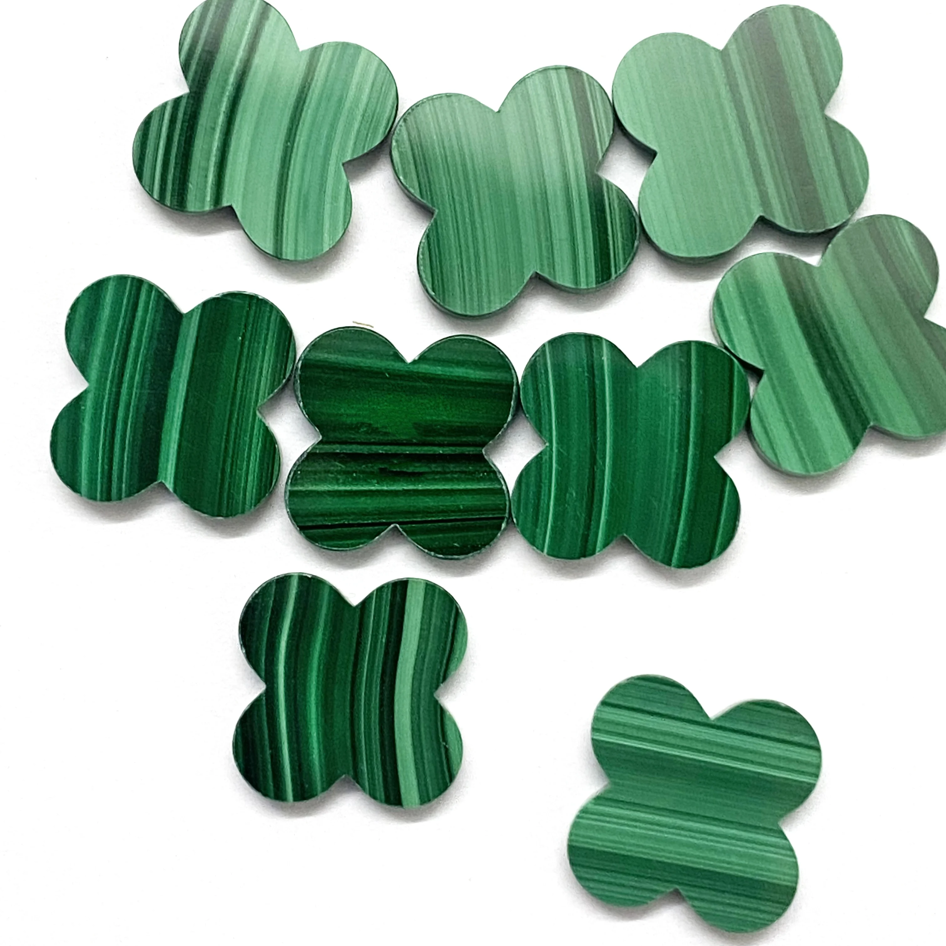 High Quality Straight Lines Natural Malachite Four Leaf Clover Stone