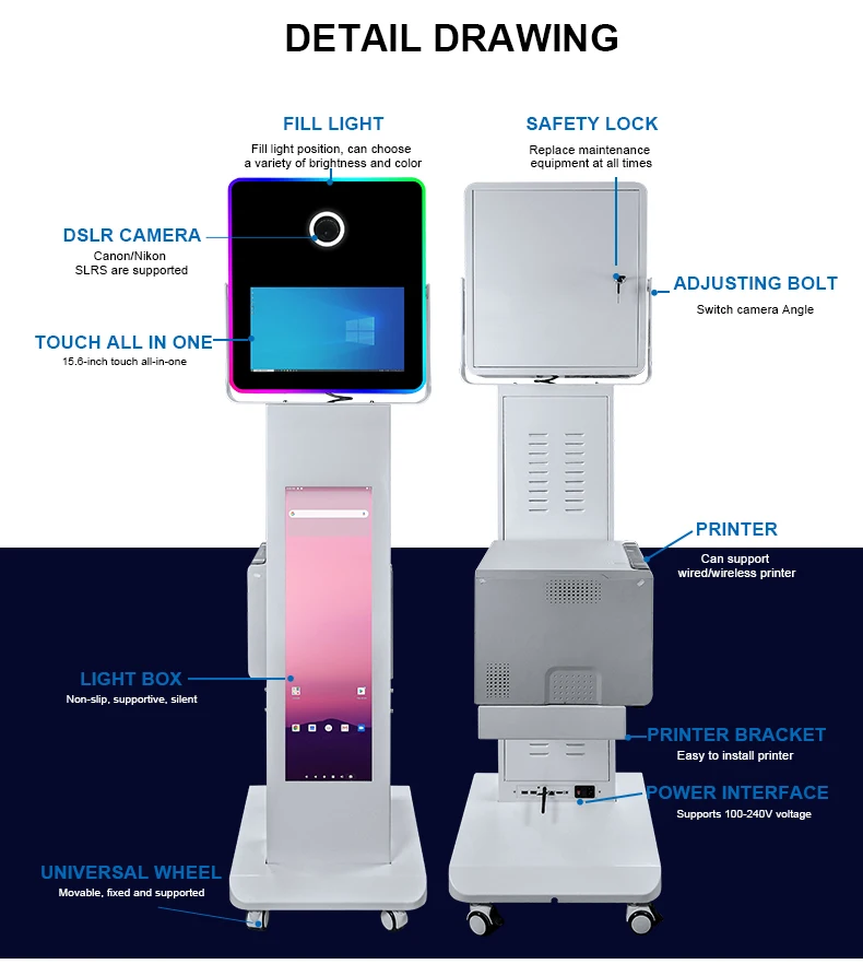 Hot Selling Dslr Photo Booth With High Resolution LCD Screen Display For High-End Events Include Easy Carry Hard Case