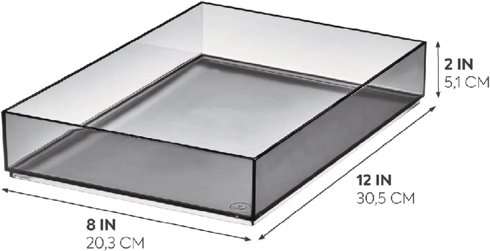 Smoke/Matte Black Cosmetic Drawer Organizer Acrylic Serving Tray For Hotel And Home