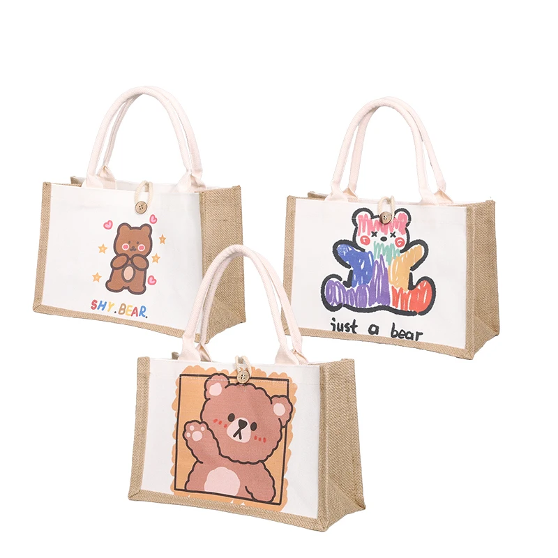 The best-selling cartoon cute printed linen handbag in the market