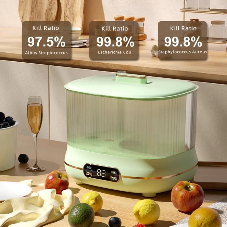 2024 Hot-Selling Fashion Design OEM Fruit Vegetable Washer Smart Food Purifier For Home Kitchen Washer With 7 Colors Light