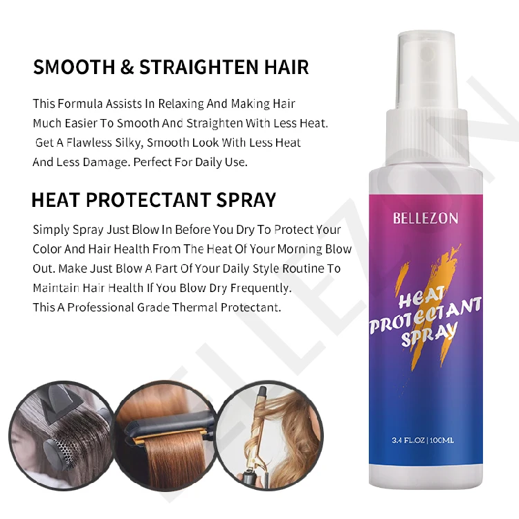 Wholesale Private Label Strong Hold Heat Protect Hair Shine Mist Vegan Features Salon for Curly Hair Salon Hair Protectant Spray