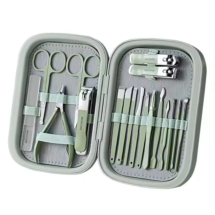 UUYP Custom OEM 7PCS 10PCS 18PCS Professional Stainless Steel Nail Clipper Travel White Grooming Kit Manicure & Pedicure set