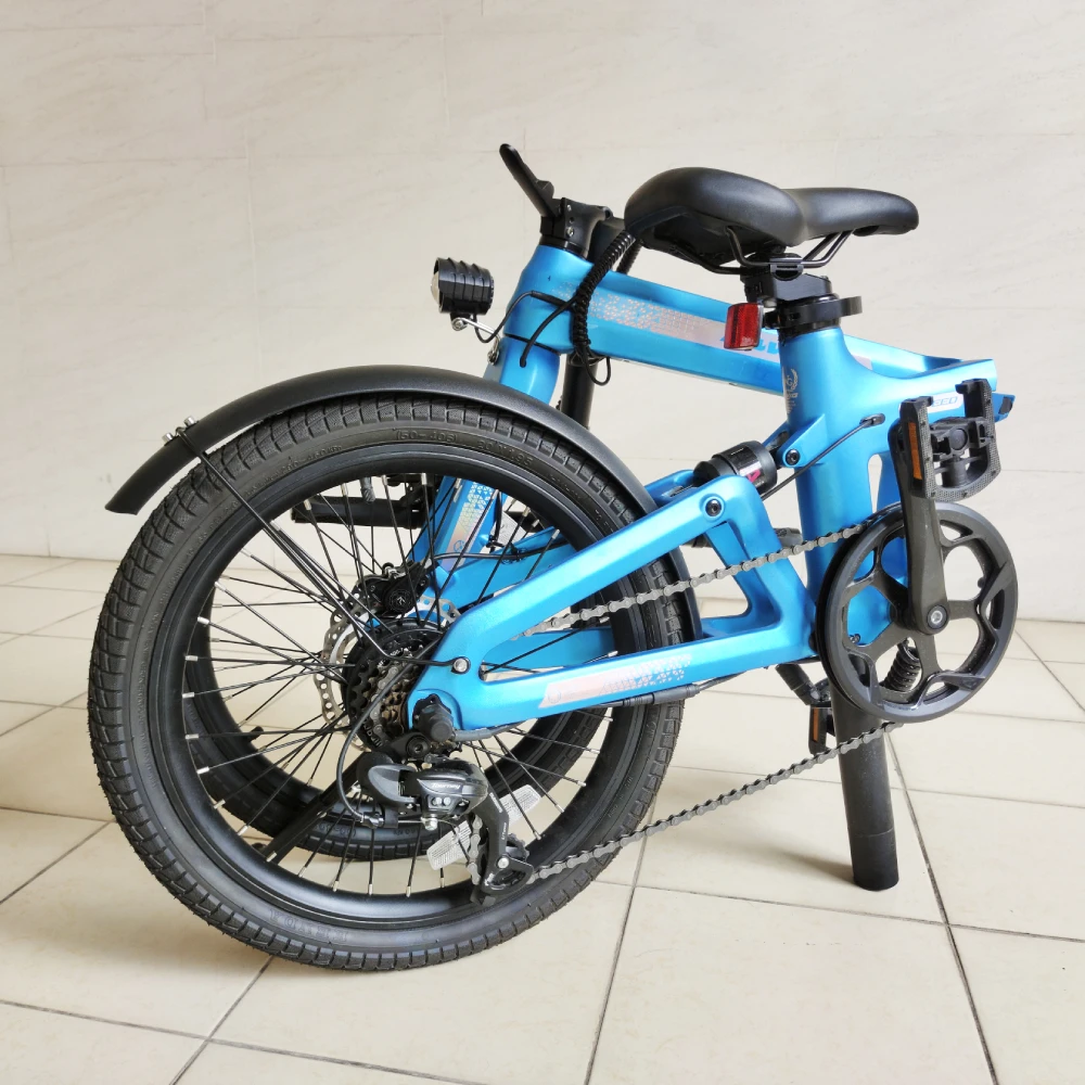 EWIG Factory 20 Inch Electric Folding E Bike 7 Speed Carbon Fiber Frame Folding Bicycle Foldable E-bike Bicicleta for Adults