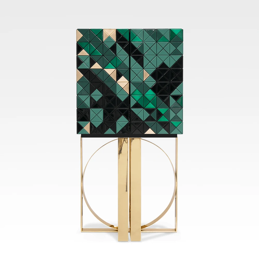 Italy royal design Luxuryrooms modern furniture green mosaic Best Price wine cabinets for home light luxury wine cabinet