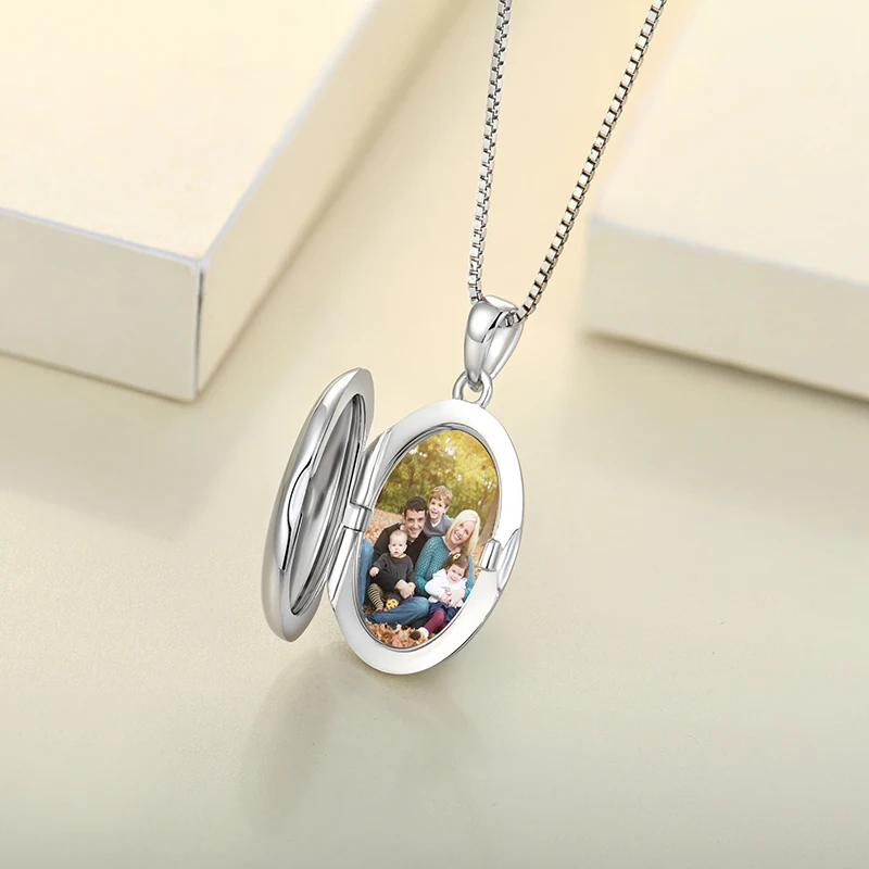 Fashion Wholesale Locket Collection Sterling Silver Polished Oval Locket Picture Necklace Rhodium Plated Pendant Jewelry