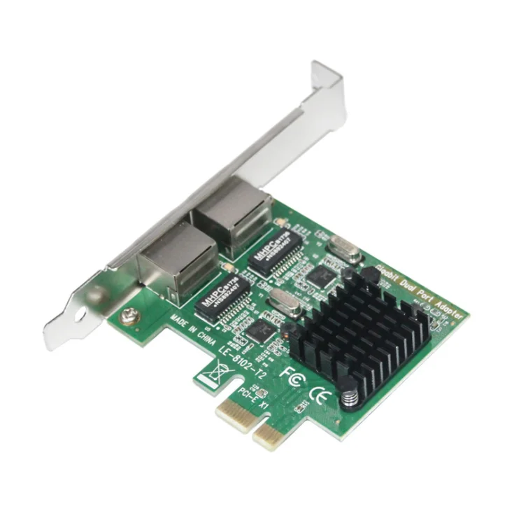 Dual-port interface Gigabit Ethernet adapter 10/100/1000Mbps pcie x1 pci-e 1x adapter converter card