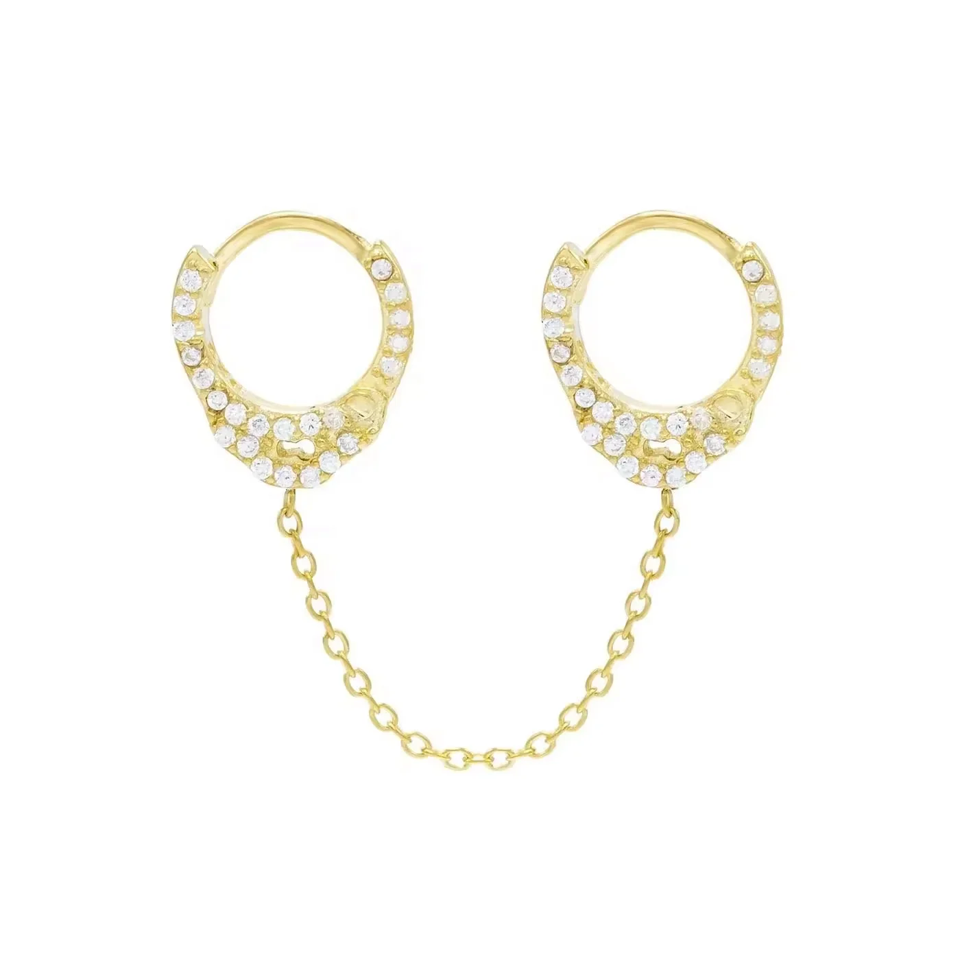 YINJU Fashion Jewelry Wholesale 925 Silver handcuff Chain Double Hole Piercing Hoop Earring