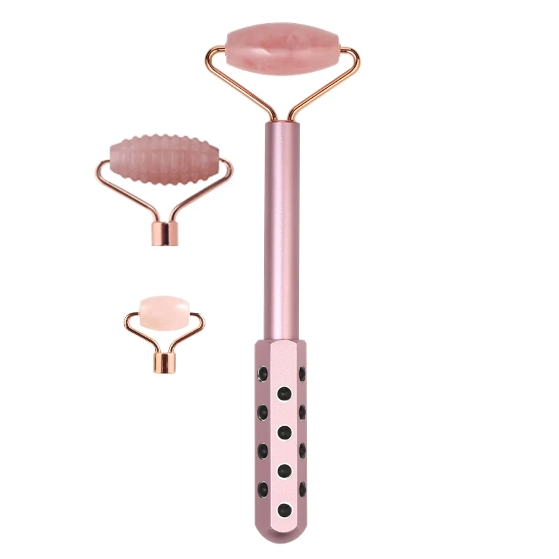  Double Head Design OEM Portable Germanium Stone Jade Roller Skin Care Facial Massager Beauty