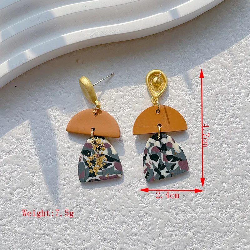 Handmade Multiple Abstract Pattern Geometric Dangle Earring Polymer Clay Drop Earrings for Women