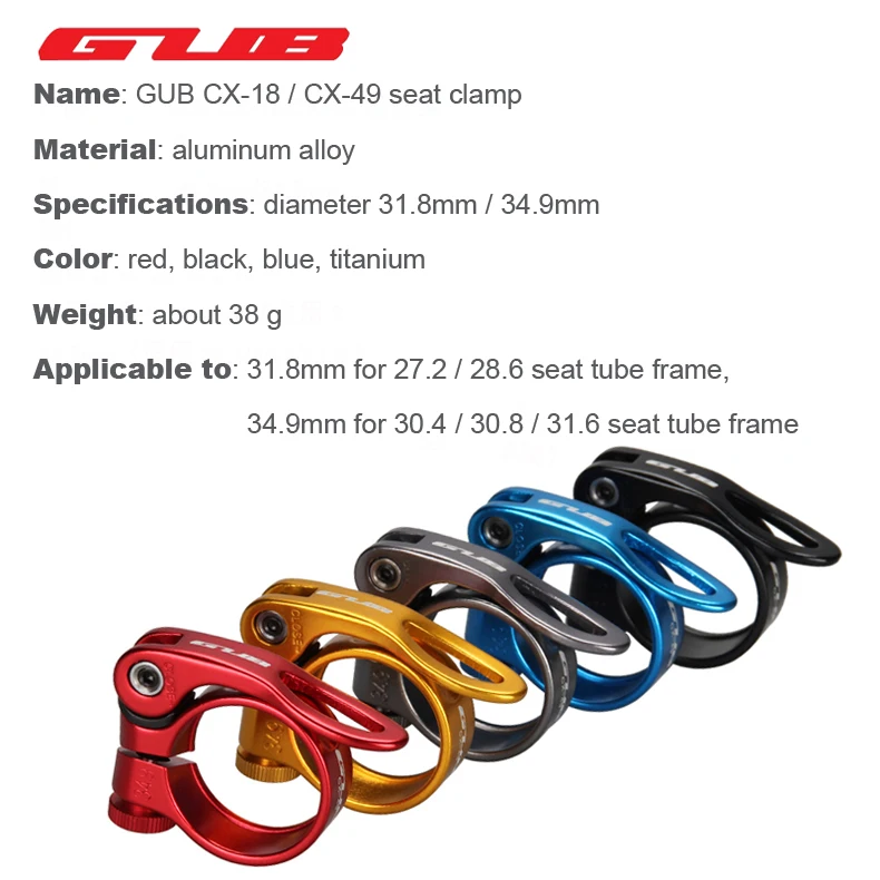 GUB Bicycle Seat Post Aluminum Ultralight Quick Release Road Bike MTB Mountain Bicycle Seat Post Seatpost Clamp 31.8mm 34.9mm