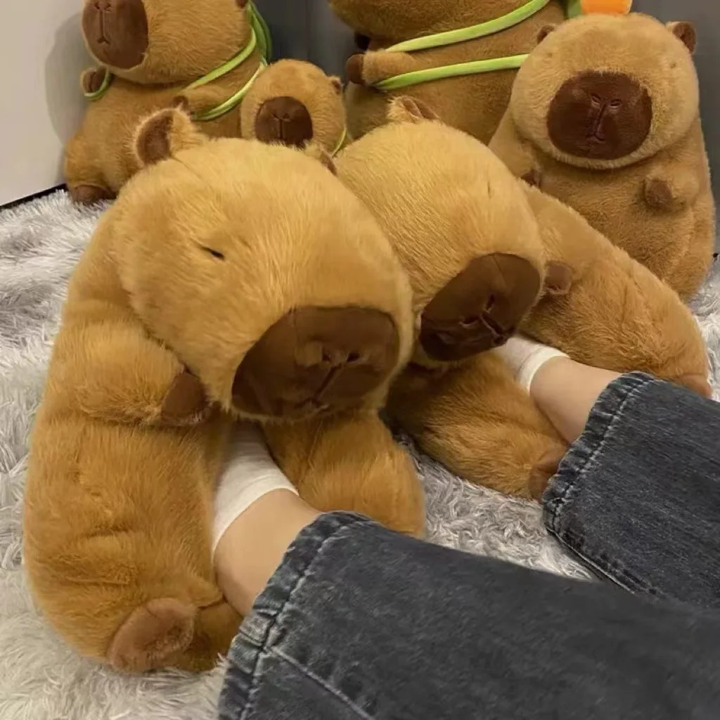Winter Warm Cartoon Indoor Plush Capybara Shoes Soft Simulation Stuffed Animal Capybara Slippers