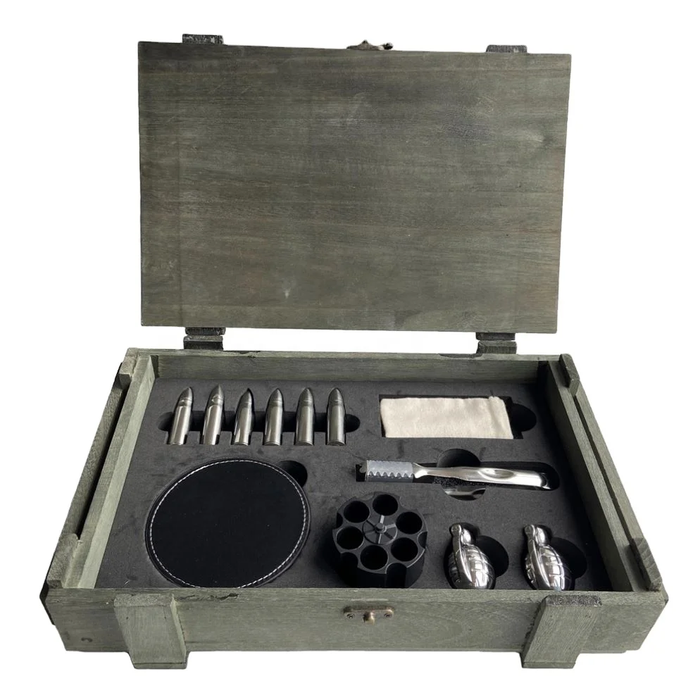 Lovely Wooden Treasure Engraved Whiskey Stone Box Set Box For Groomsmen Gift