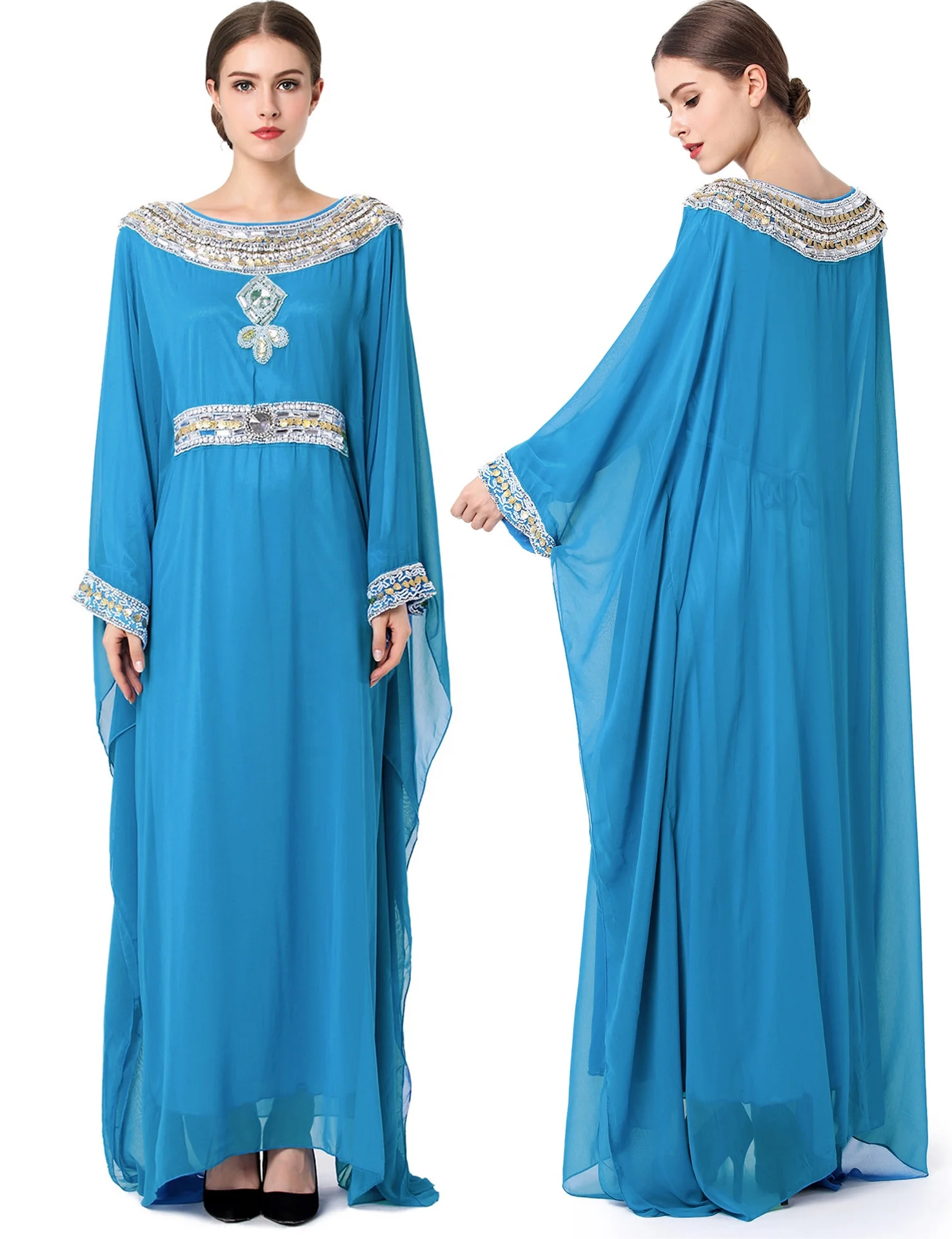 Мусульманское арабское женское платье с вышивкой Женская длинная юбка кафтан роскошное платье абайя женская одежда макси из Турции