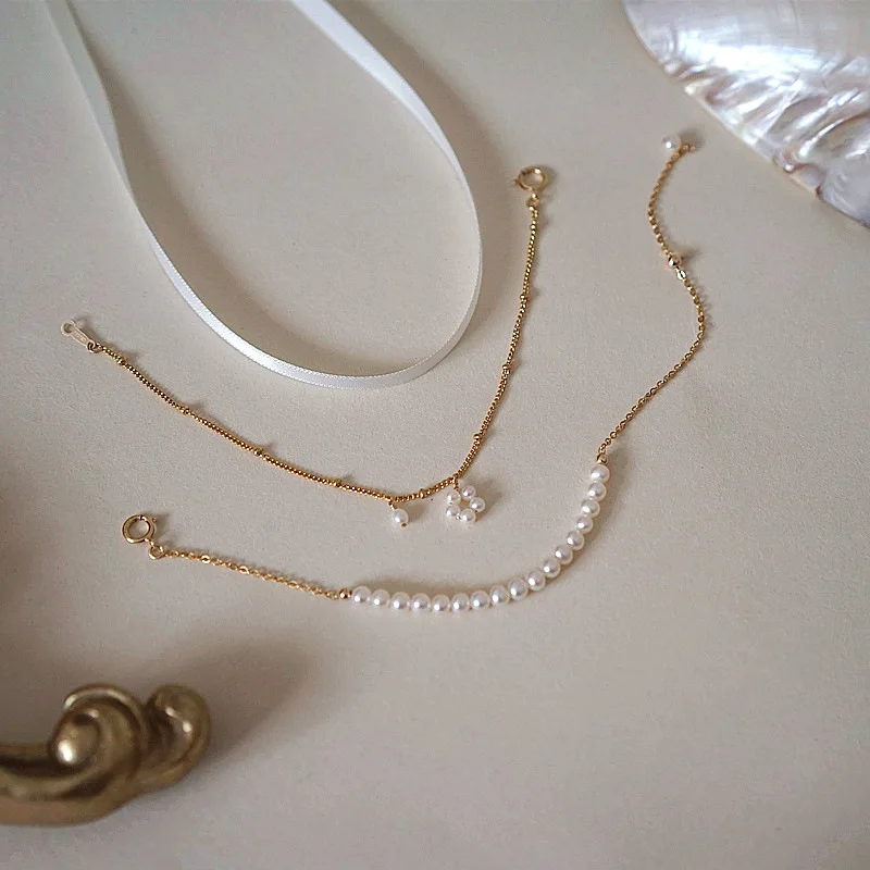 Elegant 925 sterling silver freshwater pearl flower pendant beaded chain bracelet