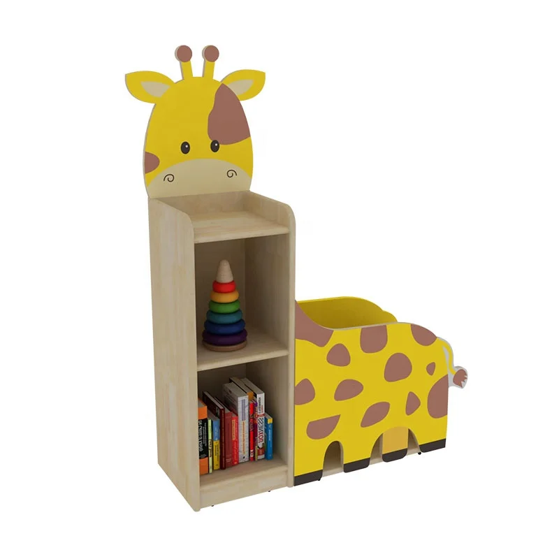 Moetry Giraffe Toy Shelf Wood Preschool Cubbies Children Storage Furniture Comic Book Cabinet