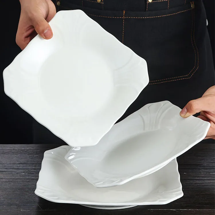 Wholesale Unbreakable White Large Custom Plastic Square Melamine Dinner Plates For Restaurant