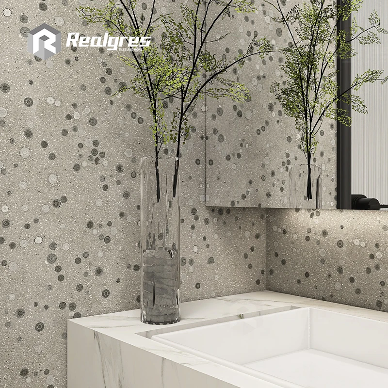 White Body Carving Granular Lappatto Green Terrazzo Porcelain Tiles 600x1200 Square Rustic Tile for Interior Use
