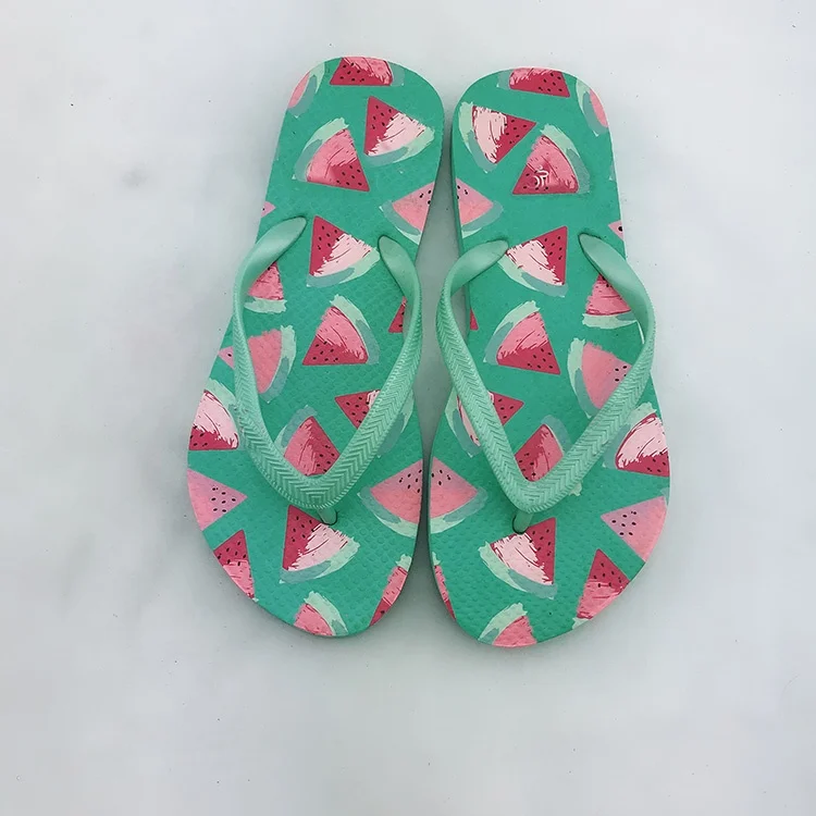 Latest design fancy multi light colors fruits printed beach chinese nude massage girls indoor flip flops