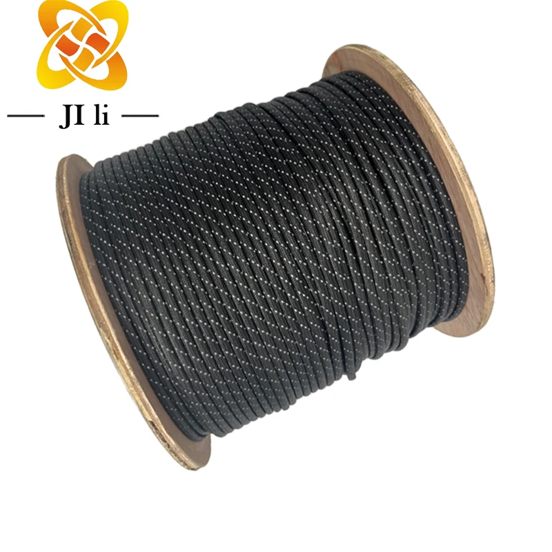 Подгонянная 5 мм черная UHMWPE Светоотражающая веревка уличная палатка