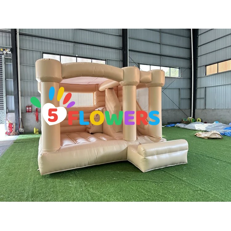 Hot sale PVC pastel tan bouncy housed combo bouncy castle with slide inflatable combo bouncer with blower for kids adults party