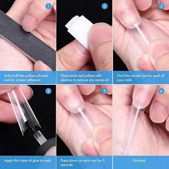 Caixuan Xxl Coffin Nail Tips Half Cover Extra Long C Curve  Extension System False Nails  Press On Tip  Stick on nails