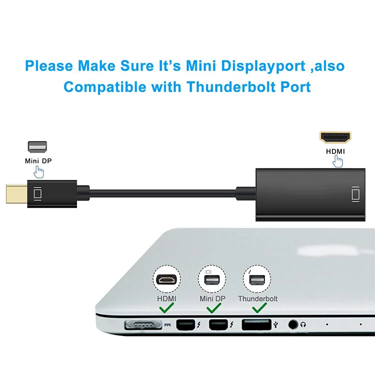  Переходник Mini DisplayPort-HDMI конвертер DP(Thunderbolt)-HDMI позолоченный шнур совместимый с MacBook Pro Камера 4K DisplayPort в HDMI адаптер cablecreation дисплейный порт MiniDP типа «(Порт Thunderbolt совместимый) к AV HDTV