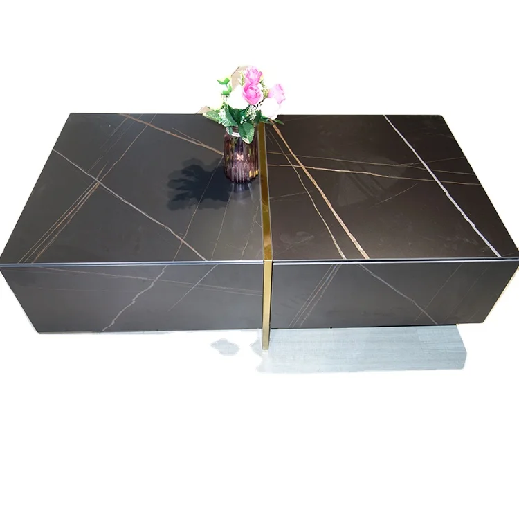 Modern simple Italian light luxury rock plate TV cabinet tea table