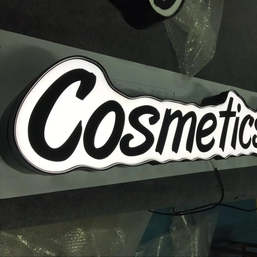 customized metal sign 3d acrylic metal trim cap track light face lit channel letters