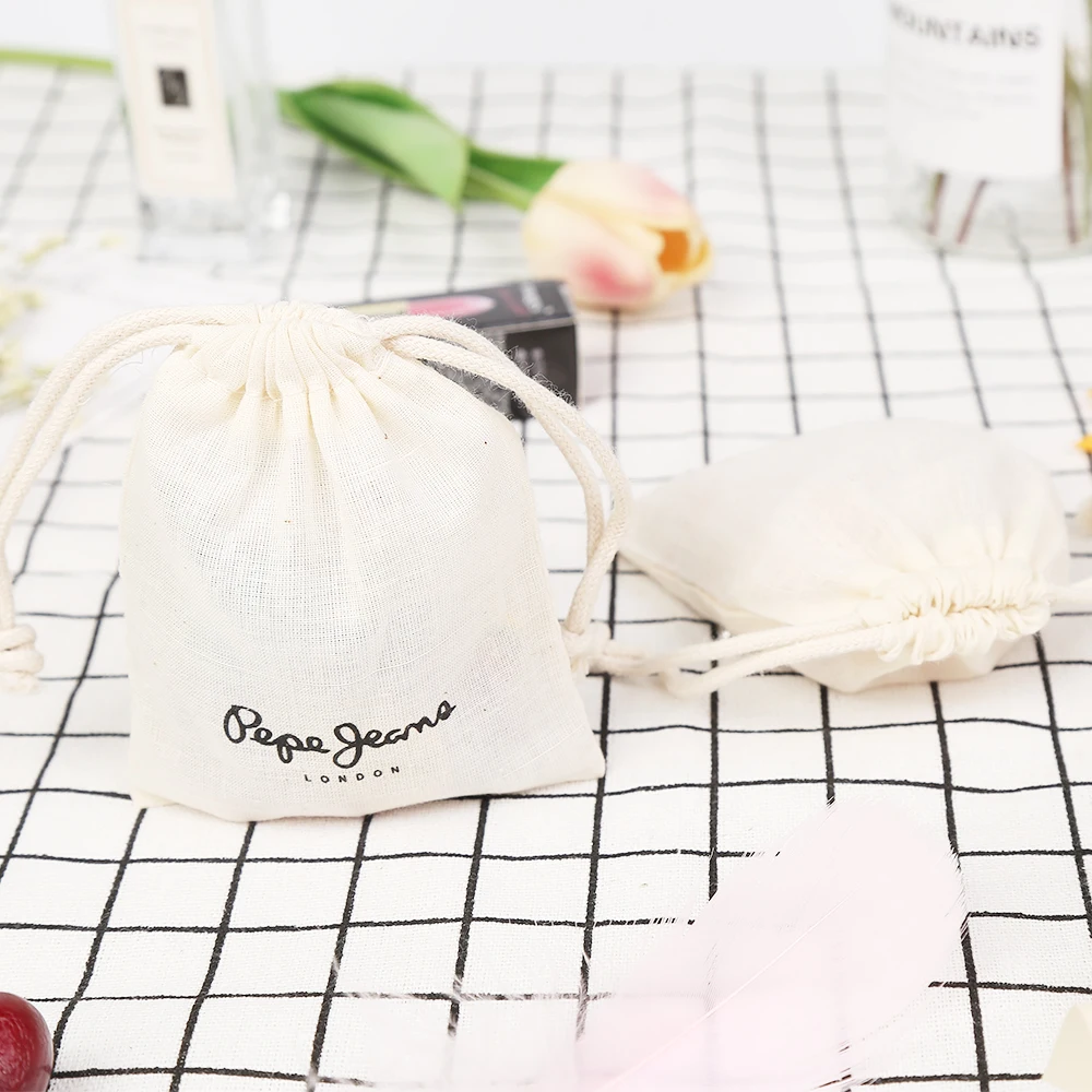 Low Price Wholesale Black Organic Recycled Cotton Drawstring Bag For Gift