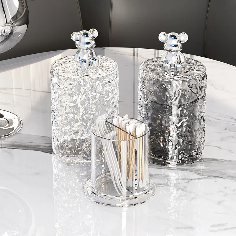 Luxury Stylish Home Dustproof Storage Organizer Set Toothpick Holder Dental Floss Dispenser Cotton Swab Container