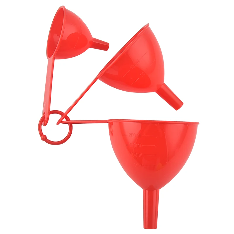 Plastic large small different size funnel cheap price thicken beer funnel for laboratory kitchen set of 3 pcs