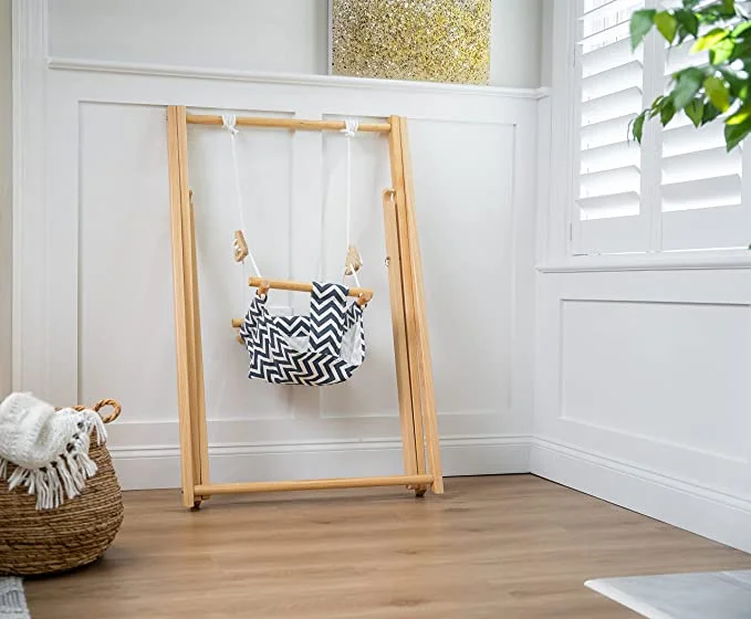 Indoor and Outdoor Foldable Wooden Baby Swing Chair China Wholesale Hanging Swing Chair with Stand