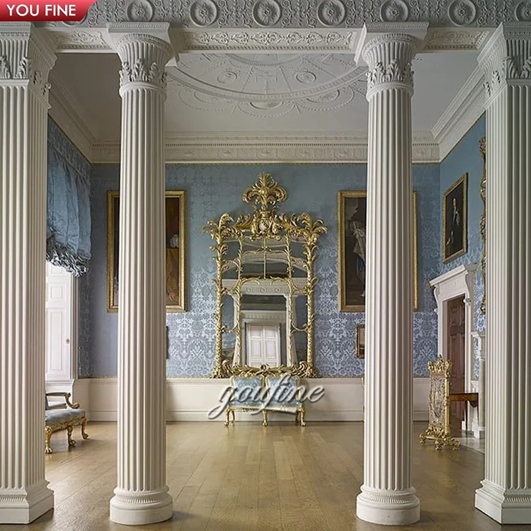 Custom Hand Carved Natural Stone Marble Stone Roman Column Square Pillar