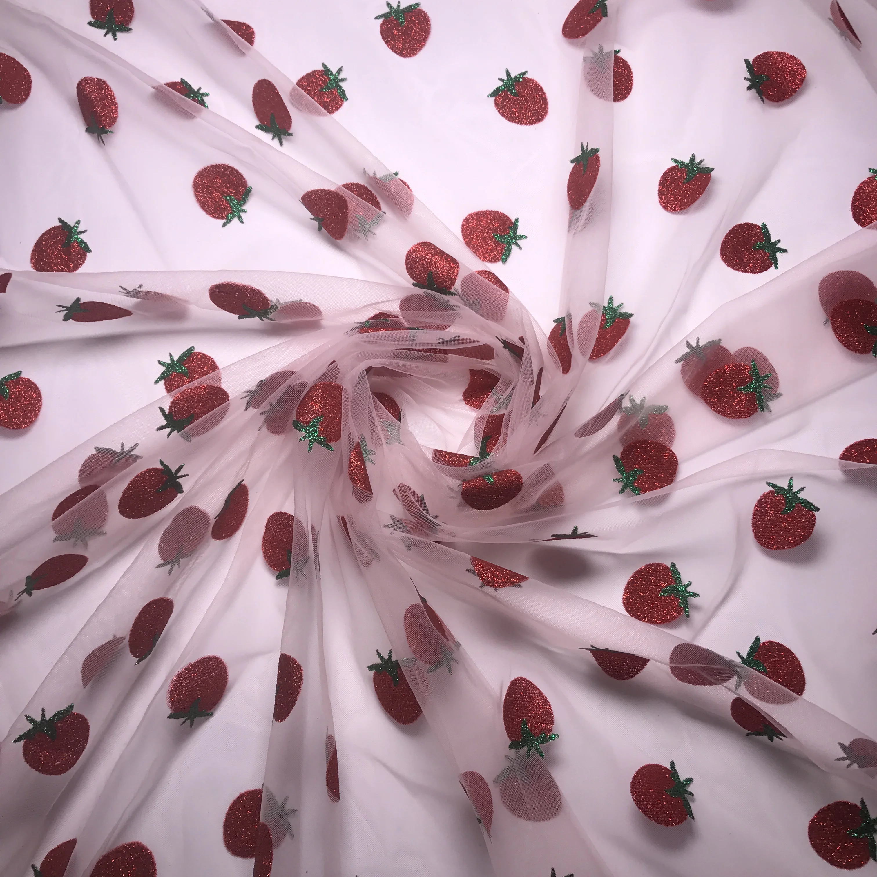 glitter sequin strawberry sparkly tulle fabric for decoration