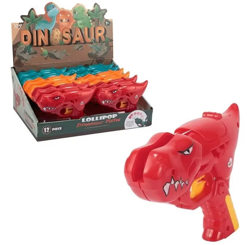 candy toy hot selling dinosaur lollipop holder with lollipop candy gun saver plastic for kids