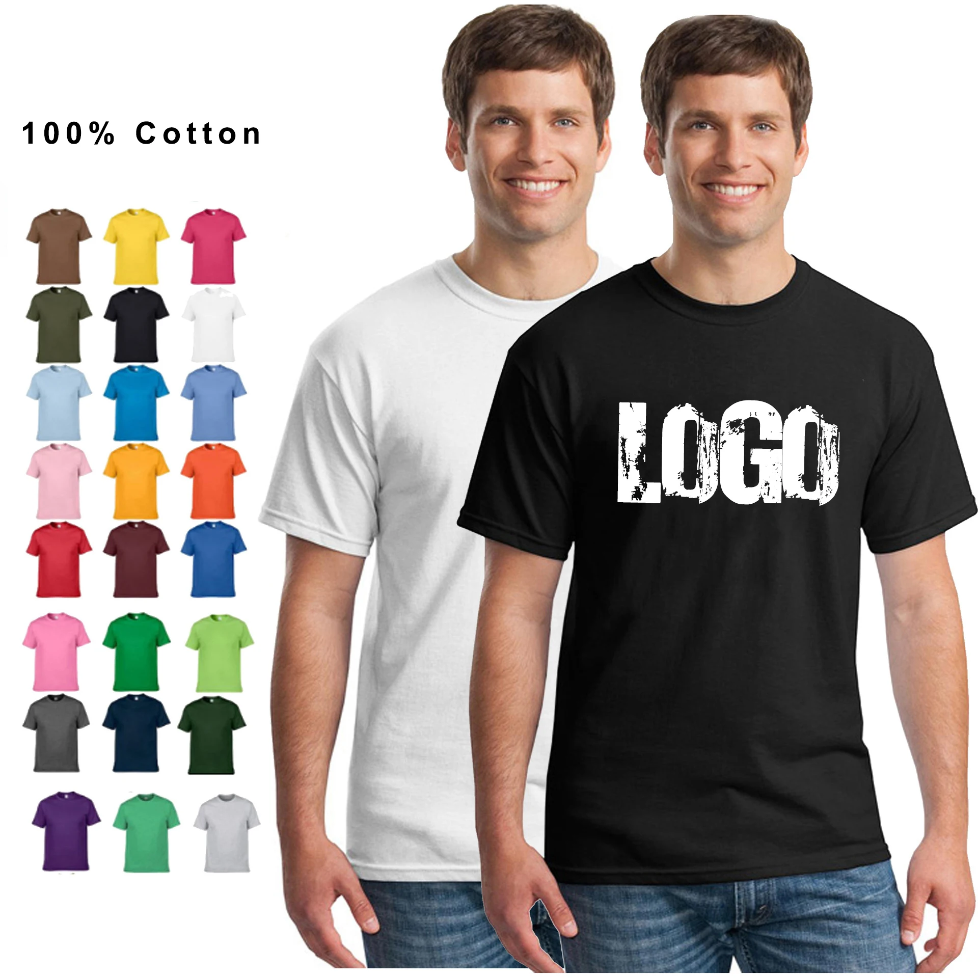 Promotional T Shirt 100% Cotton Tee Shirts Private Label Brand Print Logo Tshirts O-neck T-shirt Company Employees Custom Shirt
