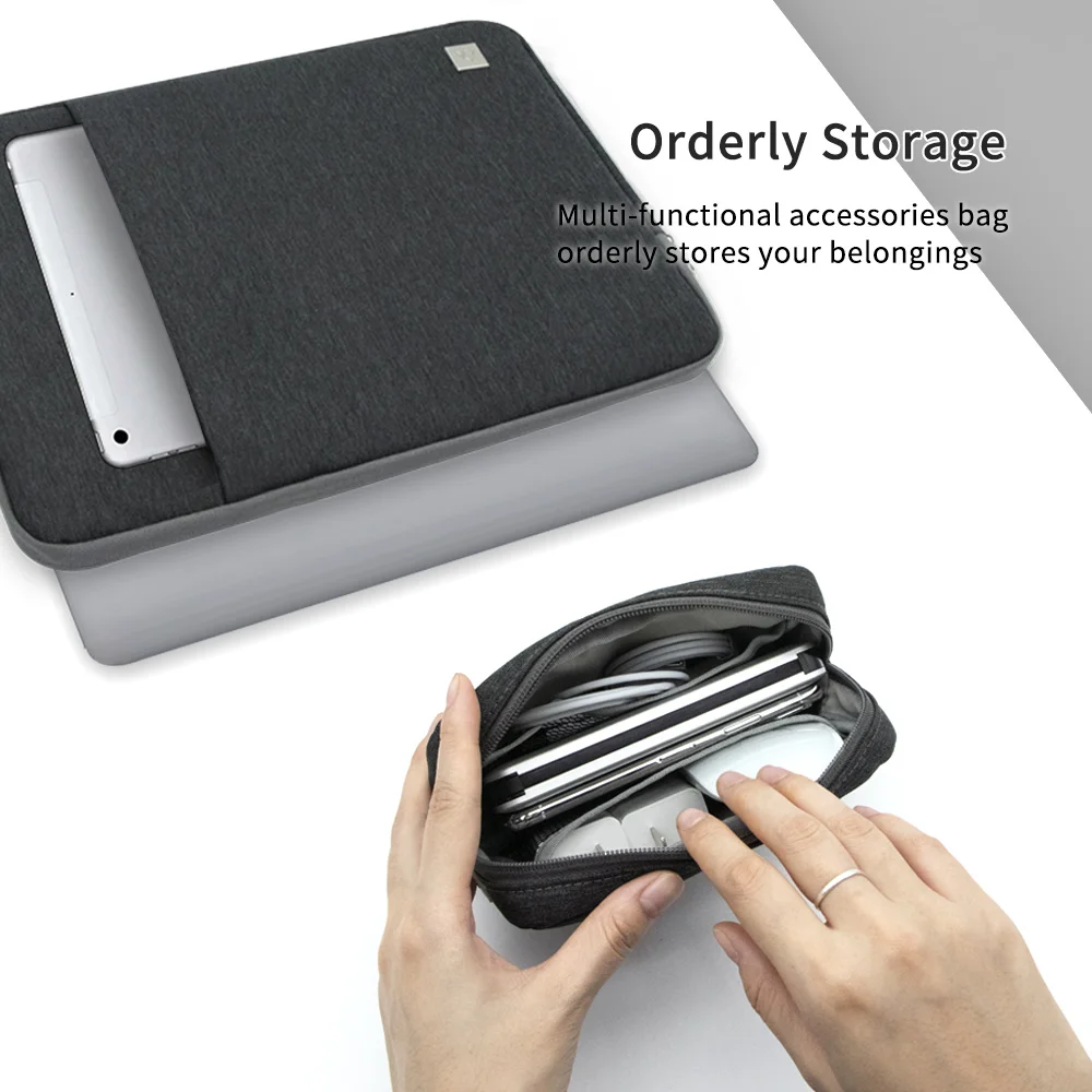 2Pcs Set OEM Waterproof Laptop Sleeve Bag Laptoptasche Bolsa Para Laptop Messenger Bag For Macbook Dell HP with Storage Pouch