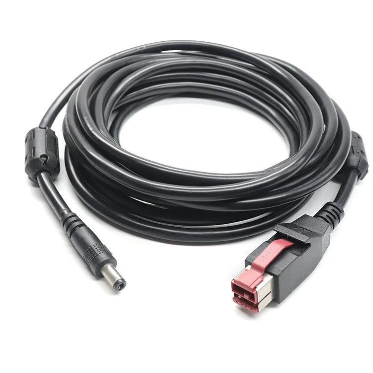 Hot Selling 24V powered USB Cable With Ferrite Core To DC 5.5*2.5 Connector Printer Cable for Printer POS Scanner