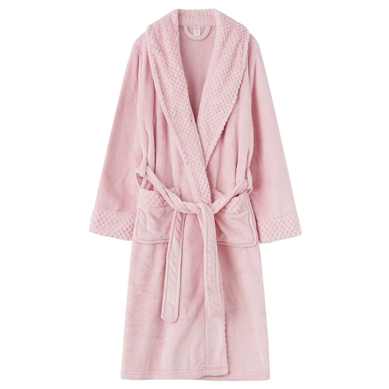 Autumn and winter flannel nightgown mid-length large size thickening super soft men and women couple pajamas bathrobe