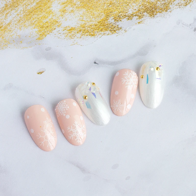 Professional Laser Gilding Nail Stickers Winter Snowflake Elk White Color Christmas Nail Stickers