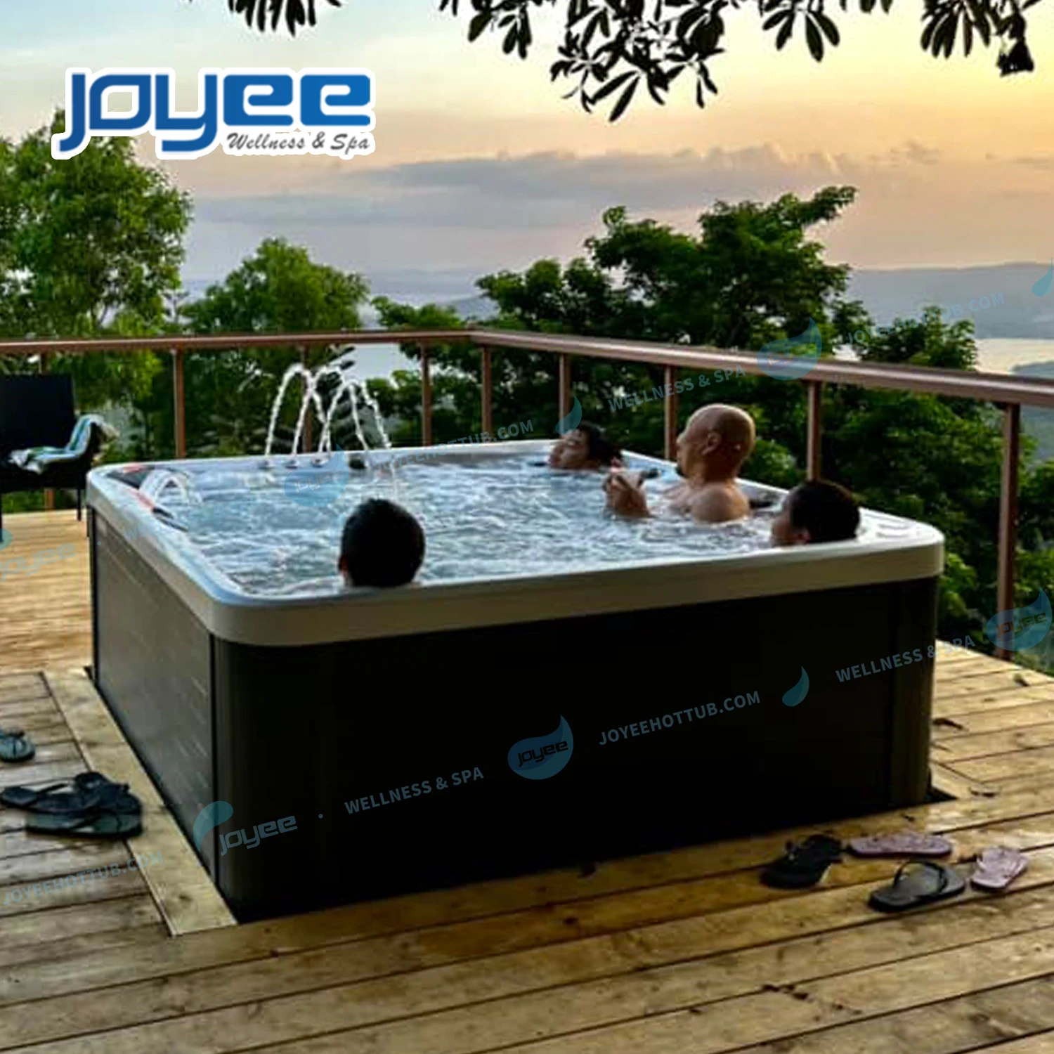 JOYEE Custom Large Size Fiberglass Swim Spa Jacuzzier Prices Hot Tube Garden Spa Jakuzi With LED Jets Bluetooth Music Wifi