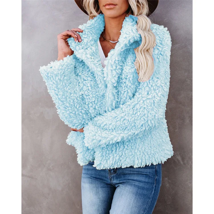 High Quality Fleece Short Zipper Fur Coat Women Long Sleeve White Fox Fur Coat Women