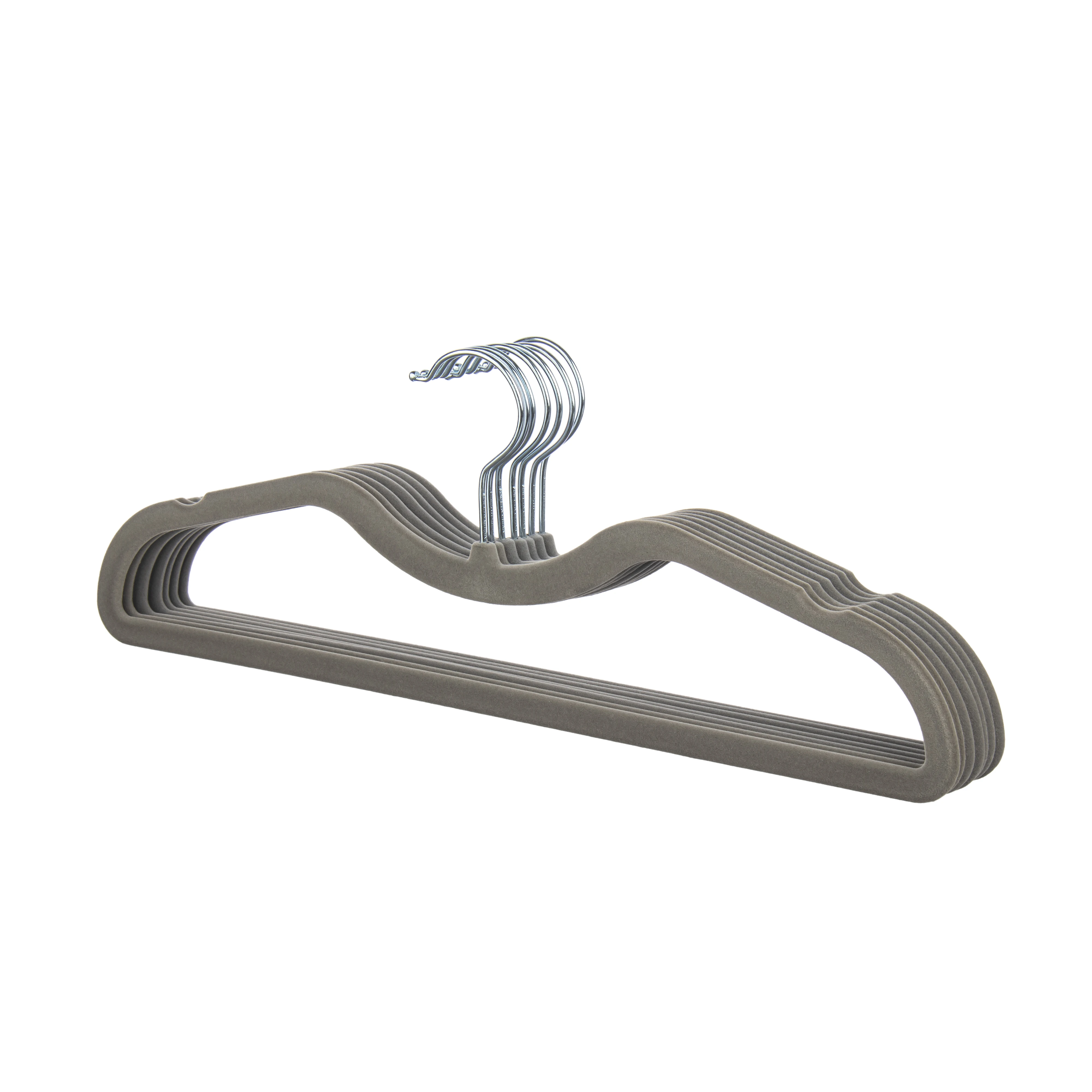 Factory Luxury Grey & Black Velvet Flocked Clothes Hangers with Custom Logo Premium Velvet Fabric Hangers