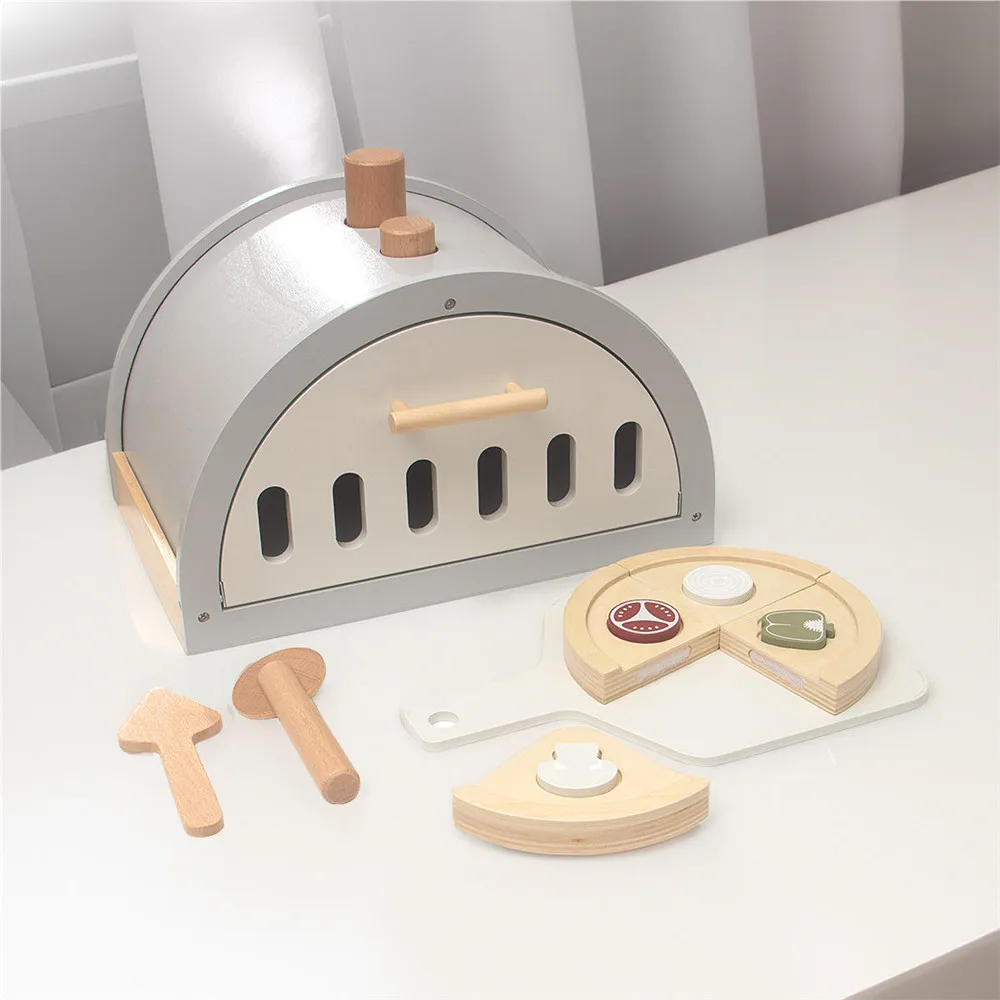New Simulation Wooden Pizza Oven Kitchen Set Toys Children Early Education Pretend Play Cook Pizza Wooden Toys for Kids